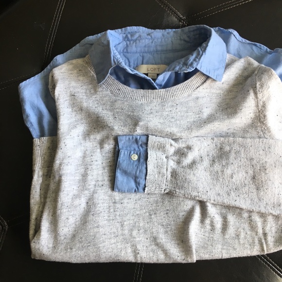LOFT Tops - Loft sweater with button up collar attachment